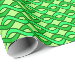 Mid-Century Modern Ribbons, shades of green Wrapping Paper