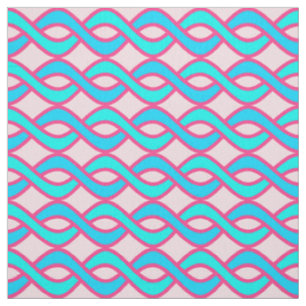 Mid-Century Modern Ribbons, turquoise and pink Fabric