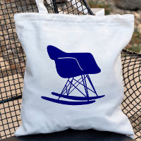 Mid Century Modern Rocker Chair Tote Bag, Navy
