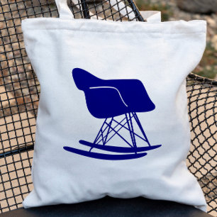 Mid Century Modern Rocker Chair Tote Bag, Navy Bag