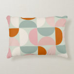 Mid Century Modern Sage Green Blush Orange Pattern Decorative Cushion<br><div class="desc">Retro mid century modern pattern – abstract geometric shapes – minimalist pattern sage green,  blush pink,  Orange and cream white.</div>