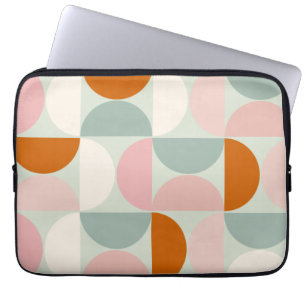 Mid Century Modern Sage Green Blush Orange Pattern Laptop Sleeve