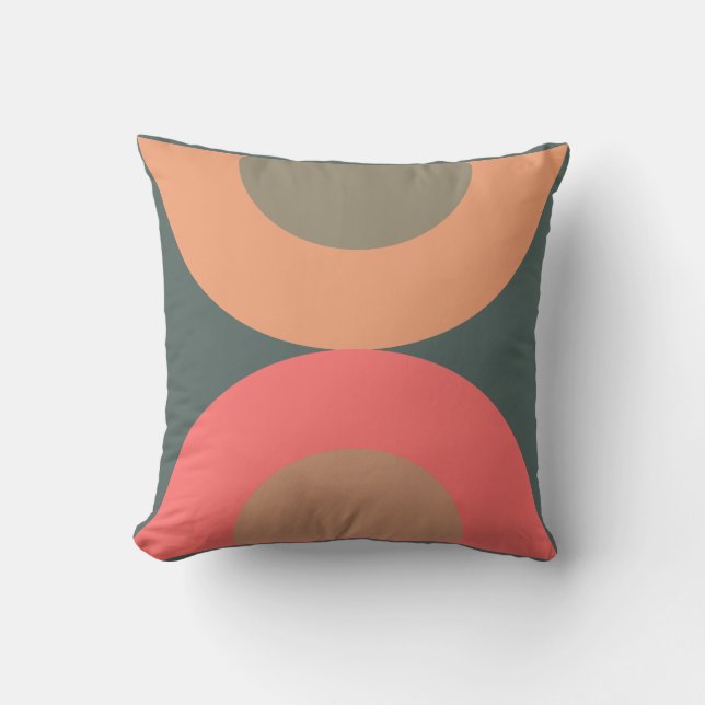 Mid-Century Modern Salmon and Olive Cushion (Front)