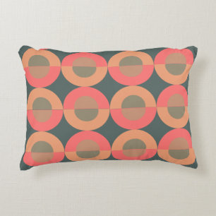 Mid-Century Modern Salmon and Olive       Decorative Cushion