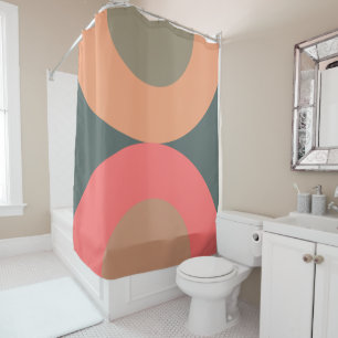 Mid-Century Modern Salmon and Olive Shower Curtain