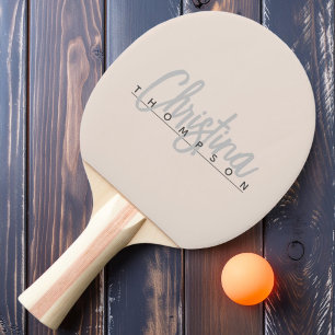 Mid-Century Modern Sandcastle Pink Painted Name Ping Pong Paddle