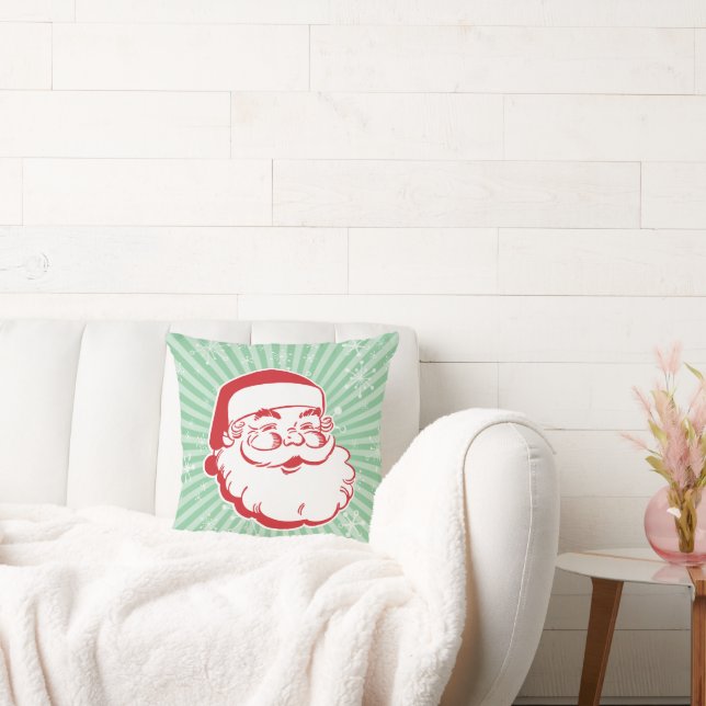 Mid-Century Modern Santa Throw Pillow (Couch)