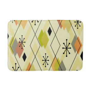 Mid Century Modern Scattered Diamonds Chartreuse Bath Mat