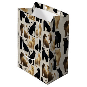 Mid-Century Modern Seamless Panther Pattern Medium Gift Bag