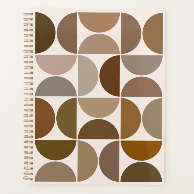 Mid-Century Modern Semicircles Browns+Cream Planner (Front)