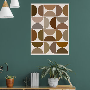 Mid-Century Modern Semicircles Browns+Cream Poster