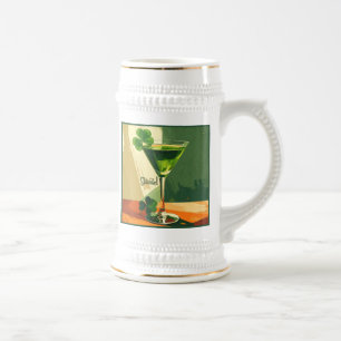 Mid Century Modern Shamrock Martini Sláinte!  Beer Stein