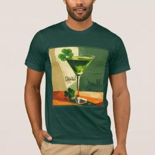 Mid Century Modern Shamrock Martini Sláinte! T-Shirt
