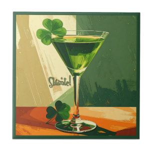Mid Century Modern Shamrock Martini Sláinte! Tile