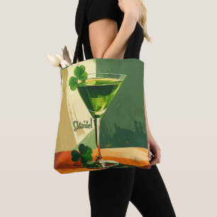 Mid Century Modern Shamrock Martini Sláinte! Tote Bag