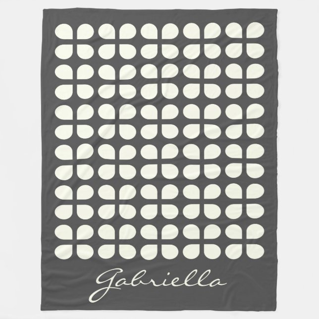 Mid Century Modern Shapes in Black Personalised    Fleece Blanket (Front)