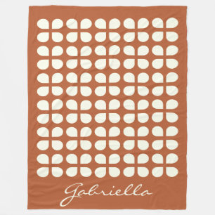 Mid Century Modern Shapes in Rust Personalised Fleece Blanket
