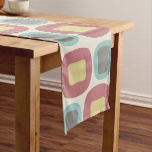 Mid Century Modern Shapes Multicolored Short Table Runner