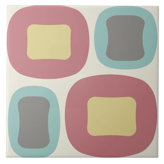 Mid Century Modern Shapes Multicolored Tile (Front)