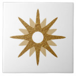 Mid-Century Modern Single Gold Starburst | Large Tile<br><div class="desc">Mid-century modern inspired design featuring a single vintage retro gold starburst on a white background. Simple, clean modern design. Create your own custom tile by uploading a new image, or use the "message" button to contact the designer for help. To create your own design: 1. Select personalise this template. 2....</div>
