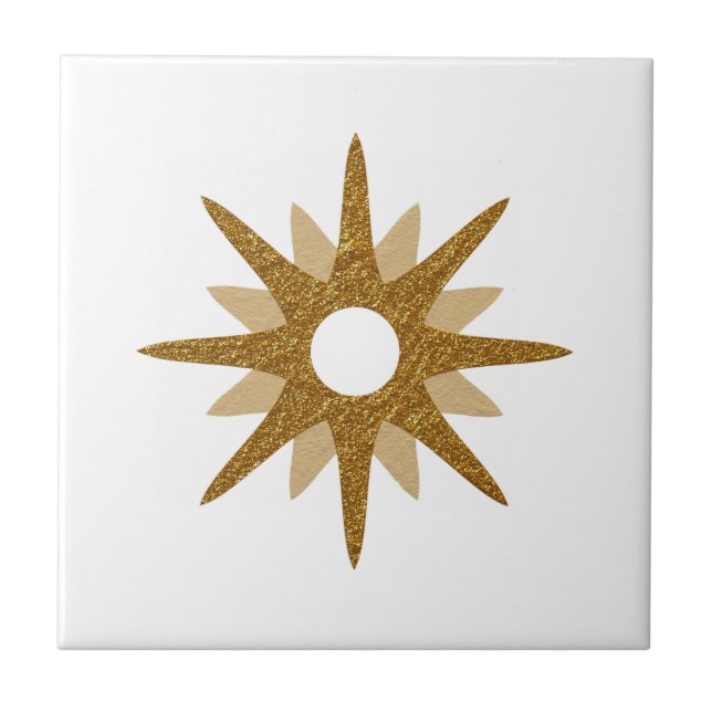 Mid-Century Modern Single Gold Starburst Tile (Front)