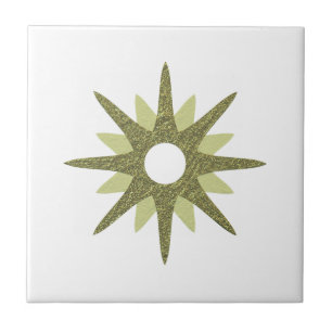 Mid-Century Modern Single Green Starburst Tile