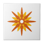 Mid-Century Modern Single Red-Orange Star Tile<br><div class="desc">Mid-century modern inspired design featuring vintage retro red-orange starburst on a white background. Simple,  clean modern design.</div>