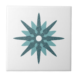 Mid-Century Modern Single Turquoise Star Design Tile