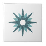 Mid-Century Modern Single Turquoise Starburst Tile<br><div class="desc">Mid-century modern inspired design featuring a single vintage retro turquoise starburst on a white background. Simple, clean modern design. Create your own custom tile by uploading a new image, or use the "message" button to contact the designer for help. To create your own design: 1. Select personalise this template. 2....</div>