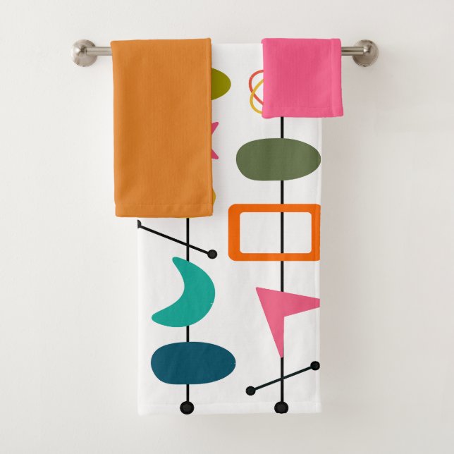 Mid-Century Modern Skewers  Bath Towel Set (Insitu)