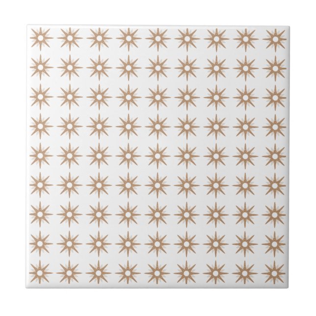 Mid-Century Modern Small Pink Star Pattern Tile (Front)