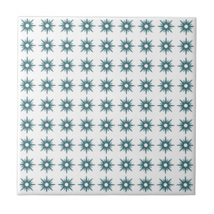 Mid-Century Modern Small Turquoise Star Pattern Tile