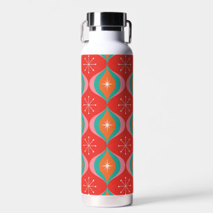 Mid Century Modern Snazzy Orange and Aqua  Water Bottle