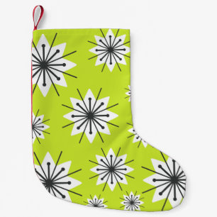 Mid Century Modern Snowflakes Chartreuse Small Christmas Stocking