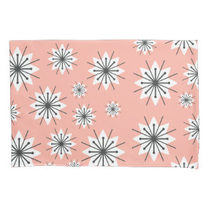 Mid Century Modern Snowflakes Peach Pillowcase