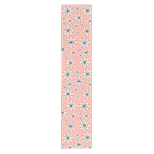 Mid Century Modern Snowflakes Peach Short Table Runner