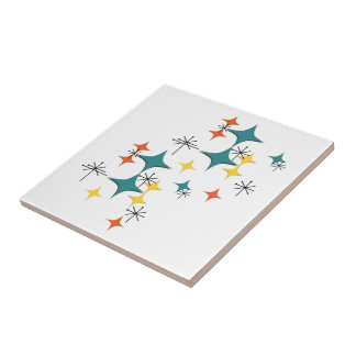 Mid Century Modern Space Age Diamonds Starbursts Tile
