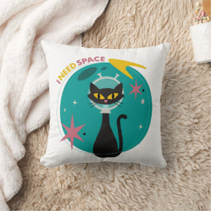 Mid Century Modern Space Cat  Cushion