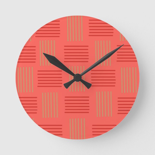 Mid-Century Modern Spring/Summer Weave  Round Clock (Front)