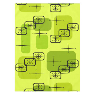 Mid Century Modern Sputnik Chartreuse Tablecloth