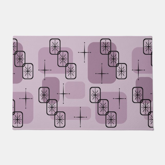 Mid Century Modern Sputnik Mauve Doormat (Front)
