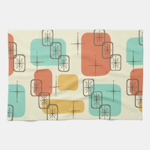 Mid Century Modern Sputnik Multicolored 1 Tea Towel
