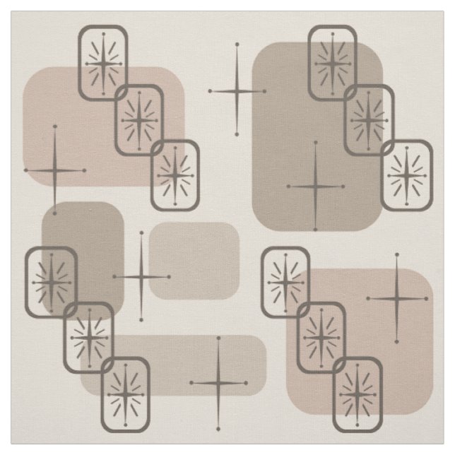 Mid Century Modern Sputnik Taupe  Fabric (Swatch)