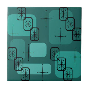 Mid Century Modern Sputnik Teal Tile