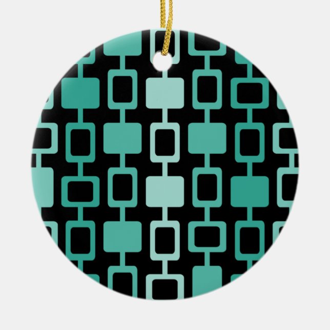Mid Century Modern Square Columns Black Aquamarine Ceramic Tree Decoration (Front)