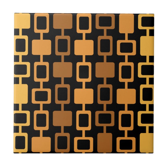 Mid Century Modern Square Columns Black Orange Tile (Front)