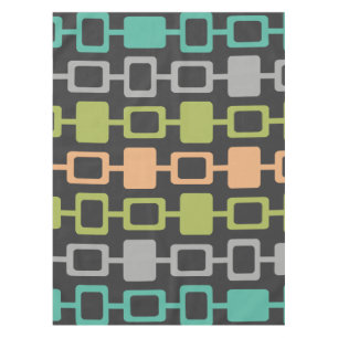 Mid Century Modern Square Columns Charcoal Tablecloth