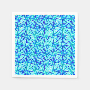 Mid-Century Modern square spirals - aqua multi Napkin