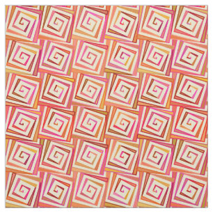 Mid-Century Modern square spirals - cream multi Fabric