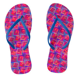 Mid-Century Modern square spirals - red multi Jandals